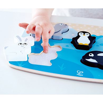 Hape: Polar Animal Tactile Puzzle 6-pc. Wooden Sensory Toy