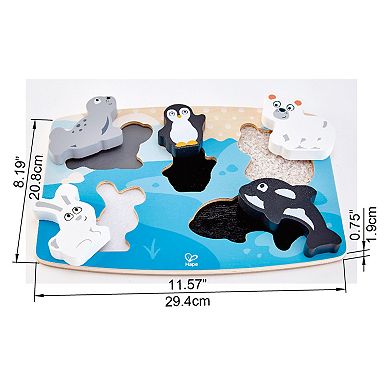 Hape: Polar Animal Tactile Puzzle 6-pc. Wooden Sensory Toy