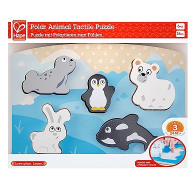 Hape: Polar Animal Tactile Puzzle 6-pc. Wooden Sensory Toy
