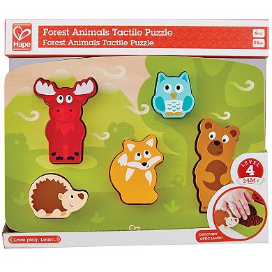 Hape: Forest Animal Tactile Puzzle 6-pc. Wooden Sensory Toy