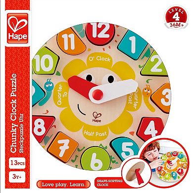 Hape: Learn The Time Bug Puzzle 13-pc. Wooden Clock Puzzle