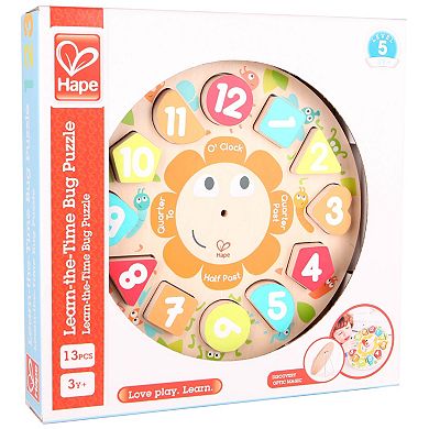 Hape: Learn The Time Bug Puzzle 13-pc. Wooden Clock Puzzle