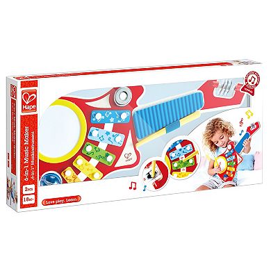 Hape: 6-In-1 Music Maker Rainbow Colors Wooden Guitar Shaped Musical Toy