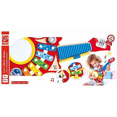 Hape: 6-In-1 Music Maker Rainbow Colors Wooden Guitar Shaped Musical Toy