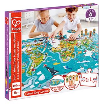Hape: 2-In-1 World Tour 105 pc Puzzle & Game