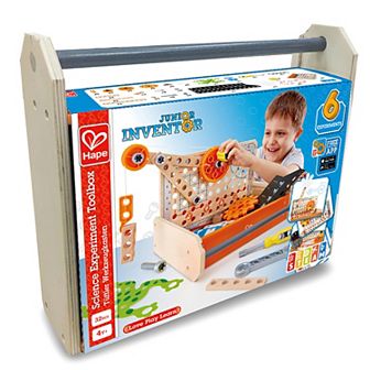 Hape: Junior Inventor: Six Science Experiments 32 pc Toolbox Wooden Building Toy