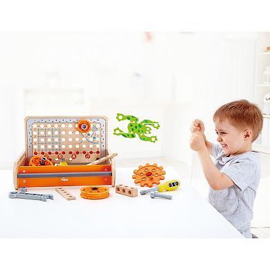 Hape: Junior Inventor: Six Science Experiments 32-piece Toolbox Wooden Building Toy