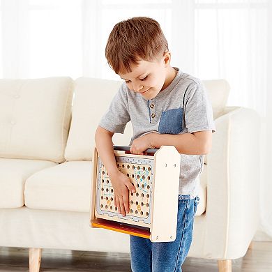 Hape: Junior Inventor: Six Science Experiments 32-piece Toolbox Wooden Building Toy