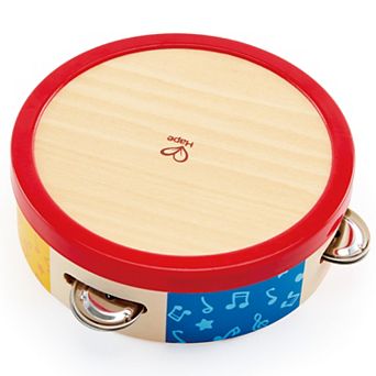 Hape: Tap-Along Tambourine Wooden Hand Drum & Shaker Toy