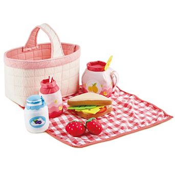 Hape: Toddler Picnic Basket Fabric Lunch Basket & Blanket Playset