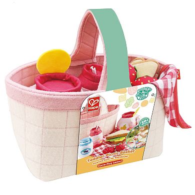 Hape: Toddler Picnic Basket Fabric Lunch Basket & Blanket Playset