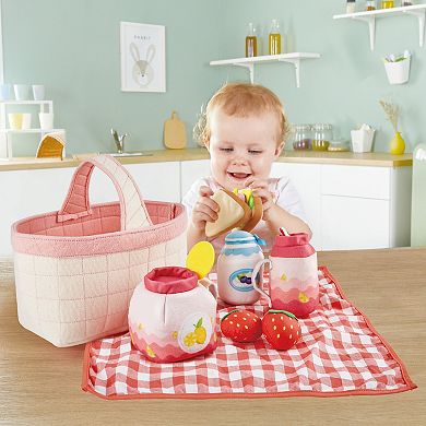 Hape: Toddler Picnic Basket Fabric Lunch Basket & Blanket Playset