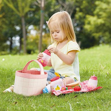 Hape: Toddler Picnic Basket Fabric Lunch Basket & Blanket Playset