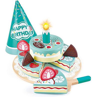 Hape: Interactive Happy Birthday Cake 16-pc. Light & Sound Wooden Toy