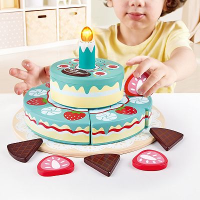 Hape: Interactive Happy Birthday Cake 16-pc. Light & Sound Wooden Toy