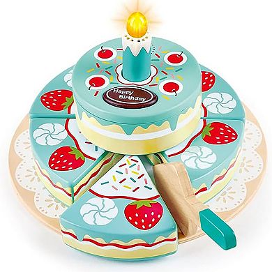 Hape: Interactive Happy Birthday Cake 16-pc. Light & Sound Wooden Toy