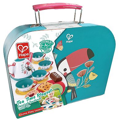 Hape: Tea Time Playset 15-pc. Storage Carry Case Pretend Toy Playset