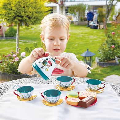 Hape: Tea Time Playset 15-pc. Storage Carry Case Pretend Toy Playset