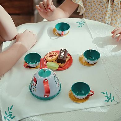 Hape: Tea Time Playset 15-pc. Storage Carry Case Pretend Toy Playset