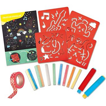 Hape: Chalks & Stencils Art 22 pc Activity Art Kit