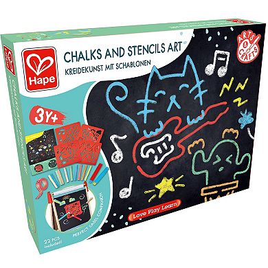 Hape: Chalks & Stencils Art 22-pc. Activity Art Kit