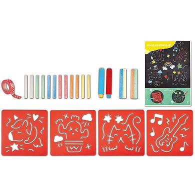 Hape: Chalks & Stencils Art 22-pc. Activity Art Kit