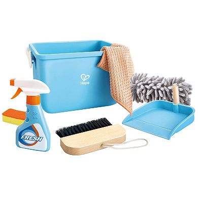 Hape: Scoot-Around Clean Up Bucket Set 7-pc. Cleaning Toy Playset
