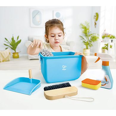 Hape: Scoot-Around Clean Up Bucket Set 7-pc. Cleaning Toy Playset