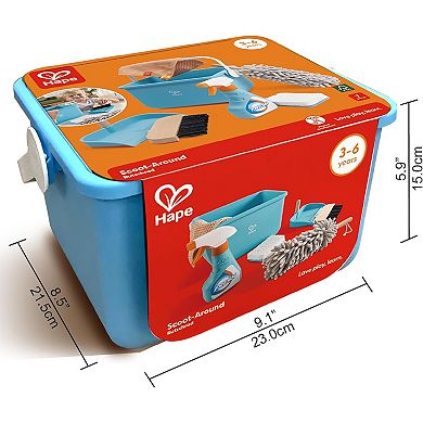 Hape: Scoot-Around Clean Up Bucket Set 7-pc. Cleaning Toy Playset