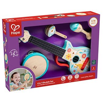 Hape: 4-In-1 Ukulele 4 pc Wooden Instrument Playset