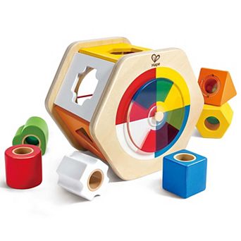 Hape: Wooden Wonder Shape Sorter Rainbow Sorting Play Toy
