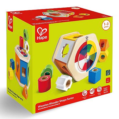 Hape: Wooden Wonder Shape Sorter Rainbow Sorting Play Toy