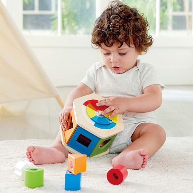 Hape: Wooden Wonder Shape Sorter Rainbow Sorting Play Toy