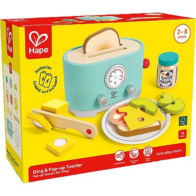 Hape: Ding & Pop-Up Toaster 15-piece Wooden Food Playset