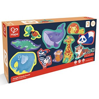 Hape: Jungle Friends Preschool Toy 10 Mini Animal Shaped Puzzles