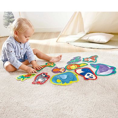 Hape: Jungle Friends Preschool Toy 10 Mini Animal Shaped Puzzles