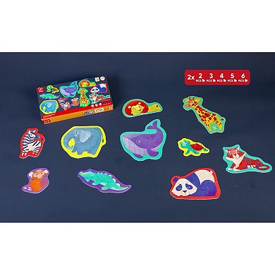 Hape: Jungle Friends Preschool Toy 10 Mini Animal Shaped Puzzles