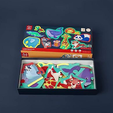 Hape: Jungle Friends Preschool Toy 10 Mini Animal Shaped Puzzles