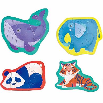 Hape: Jungle Friends Preschool Toy 10 Mini Animal Shaped Puzzles