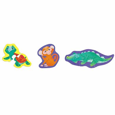 Hape: Jungle Friends Preschool Toy 10 Mini Animal Shaped Puzzles