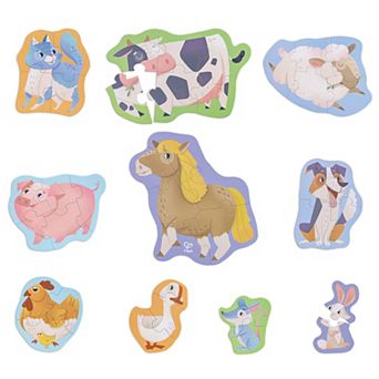 Hape: Farmyard Friends Preschool Toy 10 Mini Animal Shaped Puzzles
