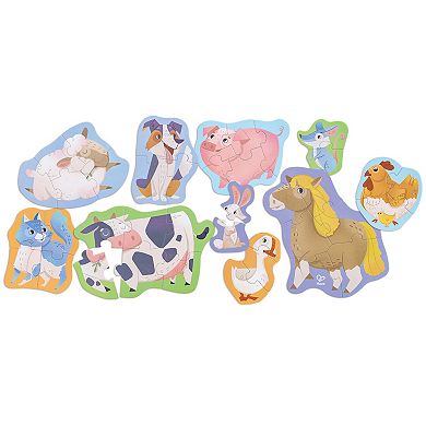 Hape: Farmyard Friends Preschool Toy 10 Mini Animal Shaped Puzzles