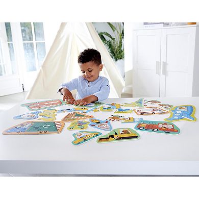Hape: Wheels & Wonders 15 Mini Vehicle Shaped Puzzles Set
