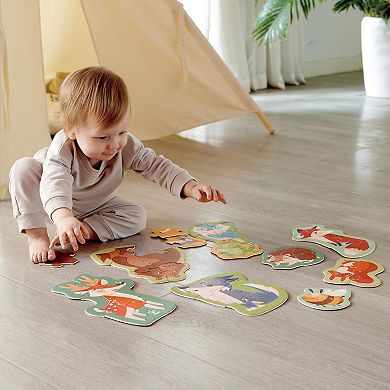 Hape: Woodland Friends Preschool Toy 10 Mini Animal Shaped Puzzles Set