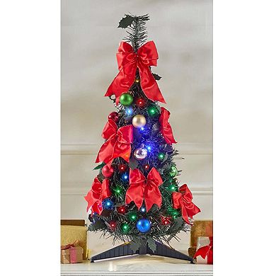 BrylaneHome Fully Decorated Pre-Lit 2Ft Pop-Up Tabletop Christmas Tree
