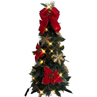 BrylaneHome Fully Decorated Pre-Lit 2Ft Pop-Up Tabletop Christmas Tree