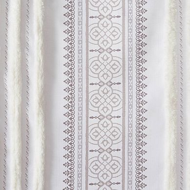 Madison Park Naomi 1-Panel Printed Window Curtain with Tufted Stripe and Lining