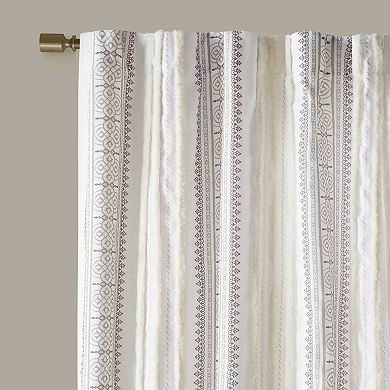 Madison Park Naomi 1-Panel Printed Window Curtain with Tufted Stripe and Lining