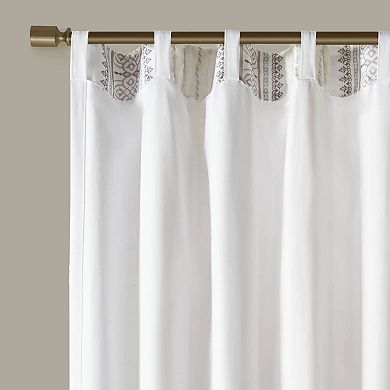 Madison Park Naomi 1-Panel Printed Window Curtain with Tufted Stripe and Lining