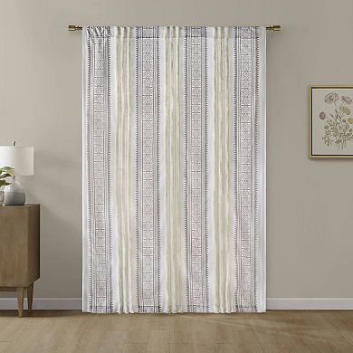 Madison Park Naomi 1-Panel Printed Window Curtain with Tufted Stripe and Lining